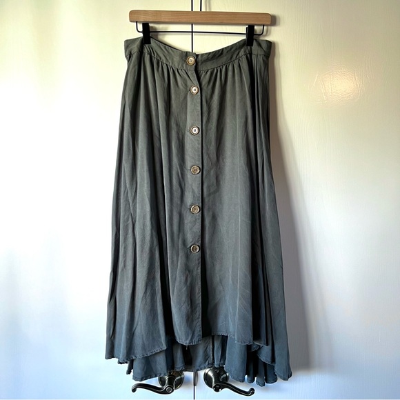 By Together Dresses & Skirts - Olive Green Button Down Midi Skirt